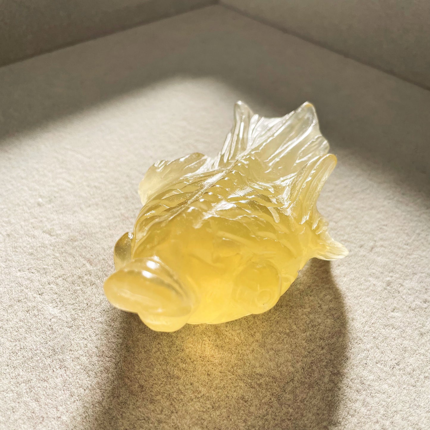 Exclusive Rare Find: Citrine Crystal Koi Fish Carving ($100 Last One)