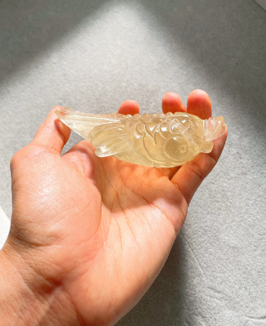 Exclusive Rare Find: Citrine Crystal Koi Fish Carving ($100 Last One)