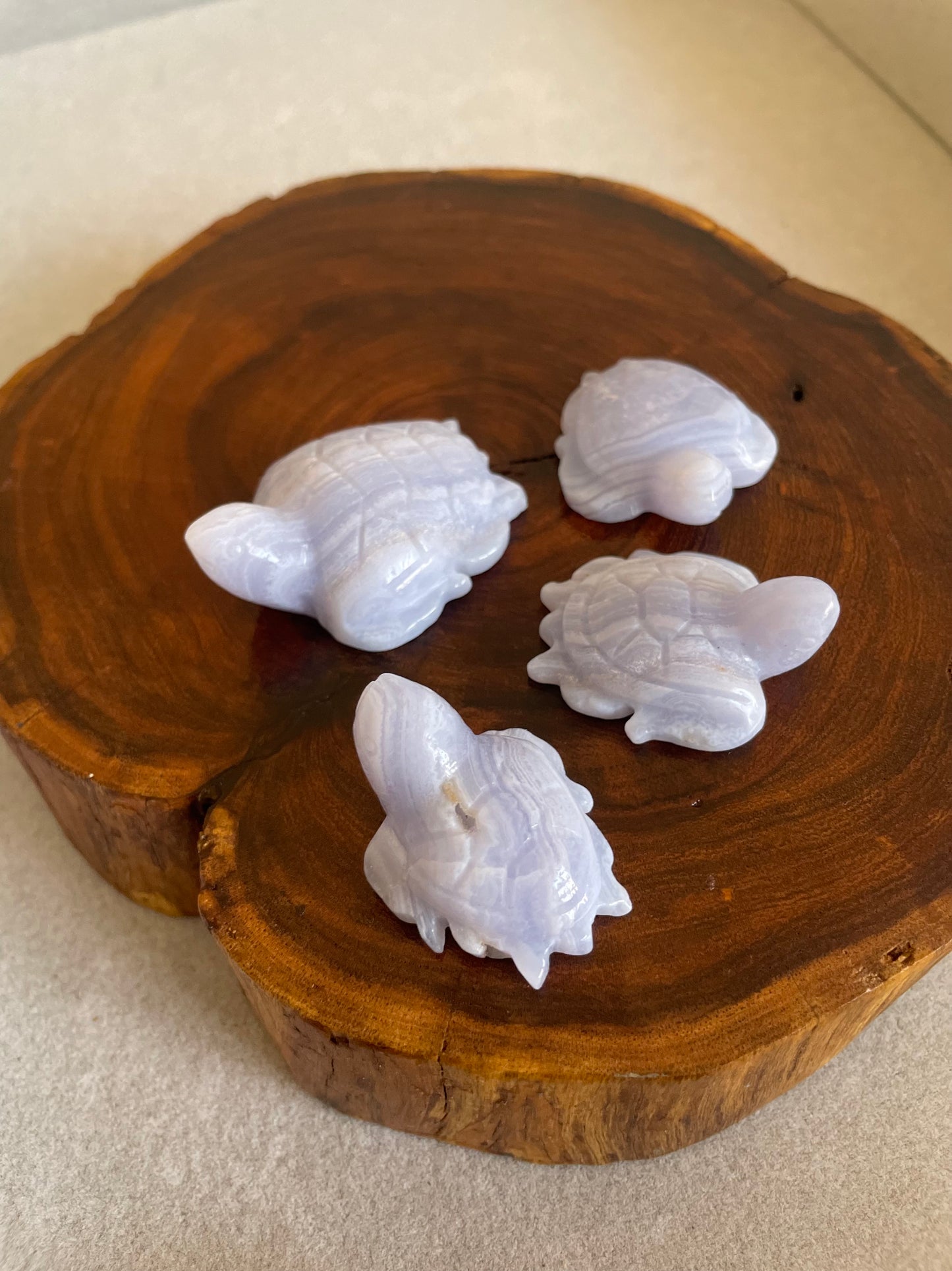 Sea Turtle Carvings / Blue Lace Agate w/Druzy ($15ea or whole 4-set $50